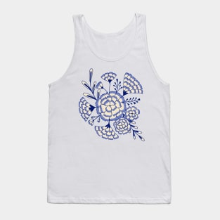 Vintage carnation flowers in cream and blue Tank Top